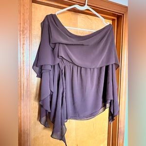 Boston Proper Women’s One Shoulder Ruffled Top Size 12/Brown